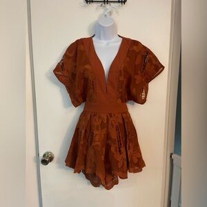 Tiger Mist Backless Tie Romper